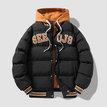 Load image into Gallery viewer, Fashion Letter Hooded Cotton Coat Winter Warm Solid Zipper Jacket For Men Teenagers Clothing