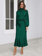 Load image into Gallery viewer, Elegant Temperament Long-sleeved Dress Satin Halterneck Formal Evening Dresses Women Clothing