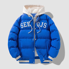 Load image into Gallery viewer, Fashion Letter Hooded Cotton Coat Winter Warm Solid Zipper Jacket For Men Teenagers Clothing