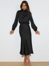 Load image into Gallery viewer, Elegant Temperament Long-sleeved Dress Satin Halterneck Formal Evening Dresses Women Clothing