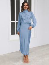 Load image into Gallery viewer, Elegant Temperament Long-sleeved Dress Satin Halterneck Formal Evening Dresses Women Clothing
