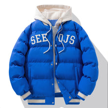 Load image into Gallery viewer, Fashion Letter Hooded Cotton Coat Winter Warm Solid Zipper Jacket For Men Teenagers Clothing