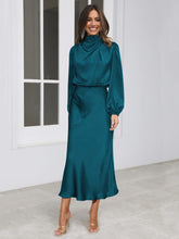 Load image into Gallery viewer, Elegant Temperament Long-sleeved Dress Satin Halterneck Formal Evening Dresses Women Clothing