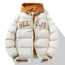 Load image into Gallery viewer, Fashion Letter Hooded Cotton Coat Winter Warm Solid Zipper Jacket For Men Teenagers Clothing