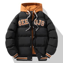 Load image into Gallery viewer, Fashion Letter Hooded Cotton Coat Winter Warm Solid Zipper Jacket For Men Teenagers Clothing