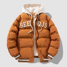 Load image into Gallery viewer, Fashion Letter Hooded Cotton Coat Winter Warm Solid Zipper Jacket For Men Teenagers Clothing